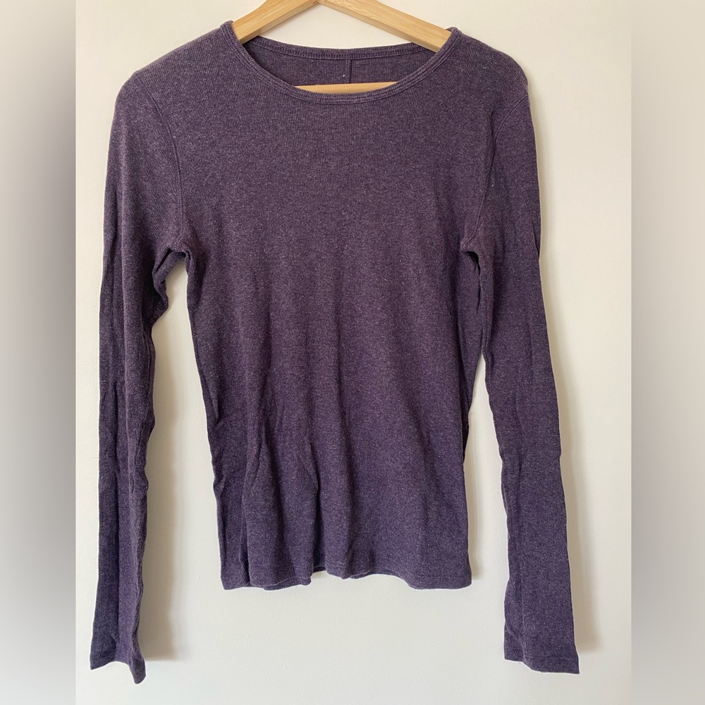 Everlane The Luxe Rib Long-Sleeve Crew Purple